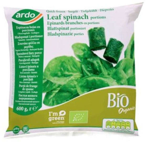 Ardo Βιολογικό σπανάκι μερίδες 600g                    